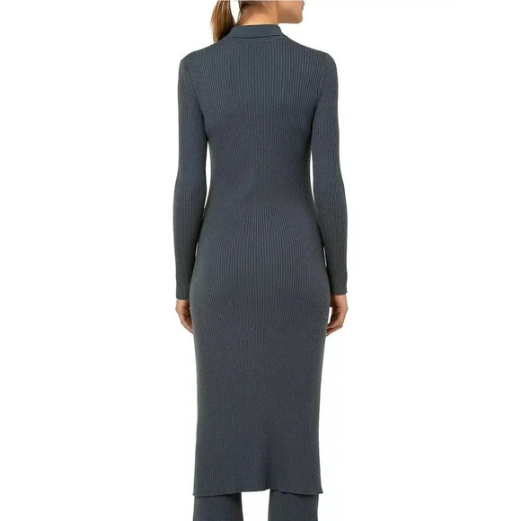 NWOT $1990 AKRIS Long Ribbed Cardigan Sweater - Collared Dress Virgin Wool - Picture 3 of 11